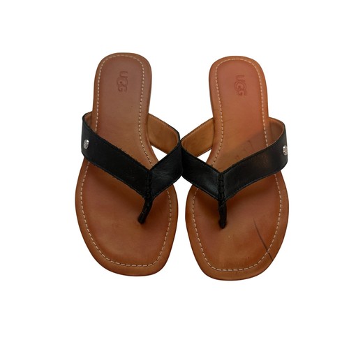 Ugg black leather - black, thong